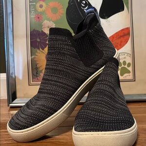 Rothy’s Black and White Slip-On Sneakers